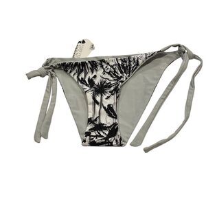 Forever Young Women's Tie-Side Bikini‎ Bottom M Black Palm Print